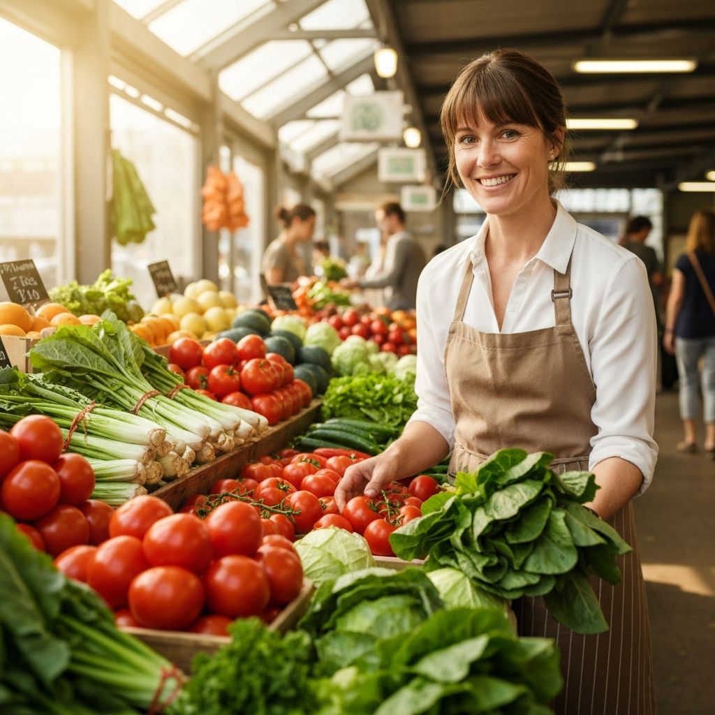 Osoba odabira svježe povrće na tržnici